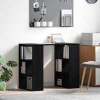 vidaXL Desk with Shelf Black Oak 90 x 50 x 75 cm Engineered Wood