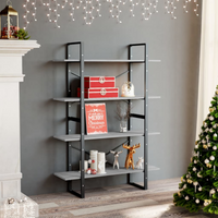vidaXL 4-Tier Book Cabinet Concrete Grey 100x30x140 cm Engineered Wood