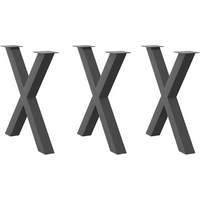 vidaXL Dining Table Legs X-Shaped 3 pcs Anthracite 70x(72-73) cm Steel
