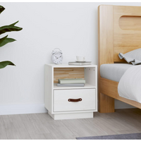 vidaXL Bedside Cabinet White 40x34x45 cm Solid Wood Pine