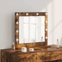 vidaXL Vanity Mirror with LED Strip Lights Smoked Oak 60 x 55 x 18 cm