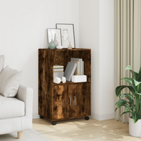 vidaXL Rolling Cabinet Smoked Oak 55x40x91 cm Engineered Wood