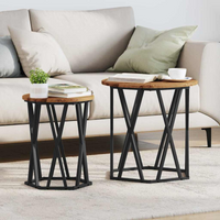 vidaXL Coffee Table 2 pcs Old Wood Engineered Wood and Steel