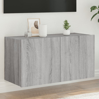 vidaXL TV Wall Cabinet with LED Lights Grey Sonoma 80x35x41 cm