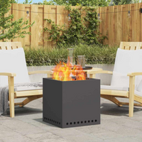 vidaXL Smokeless Fire Pit Black 48 x 48 x 50 cm Steel