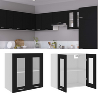 vidaXL Hanging Glass Cabinet Lyon Black 60x31x60 cm Engineered Wood