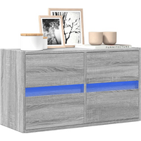 vidaXL TV Wall Cabinet with LED Lights Grey Sonoma 80x31x45 cm