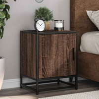 vidaXL Bedside Cabinet Brown Oak 40x31x50 cm Engineered Wood and Metal