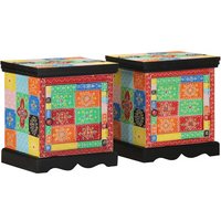 vidaXL Bedside Cabinet 2 pcs Multicolour 40x35x45 cm Solid Wood Mango