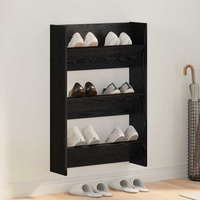 vidaXL Wall Shoe Cabinet Black Oak 60 x 18 x 90 cm Engineered Wood