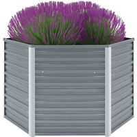 vidaXL Garden Raised Bed Galvanised Steel 129x129x77 cm Grey