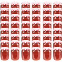 vidaXL Glass Jam Jars with White and Red Lid 48 pcs 230 ml