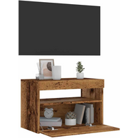 vidaXL TV Cabinet with LED Lights Old Wood 60x35x40 cm Engineered Wood