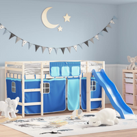 vidaXL Curtains for Loft Bed Blue Polyester