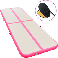 vidaXL Inflatable Gymnastics Mat with Pump 600x100x10 cm PVC Pink
