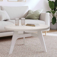 vidaXL Table Top Round White Ø80x3 cm Solid Wood Pine