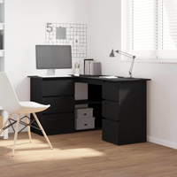 vidaXL Corner Desk Black oak 145 x 100 x 76 cm Engineered wood