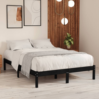 810001 vidaXL Bed Frame without Mattress Black Solid Wood 140x190 cm