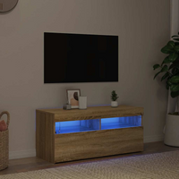vidaXL TV Cabinet with LED Lights Sonoma Oak 90x35x40 cm