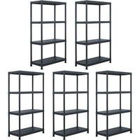 vidaXL Storage Shelf Racks 5 pcs Black 60x30x138 cm Plastic