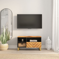 vidaXL TV Cabinet Brown and Black 80x33.5x46 cm Solid Wood Mango