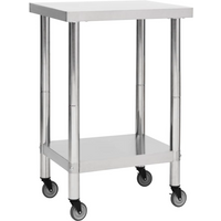vidaXL Kitchen Work Table with Wheels 60x60x85 cm Stainless Steel