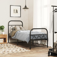 vidaXL Metal Bed Frame without Mattress with Footboard Black 75x190cm