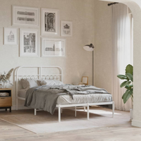 vidaXL Metal Bed Frame without Mattress with Headboard White 120x200cm