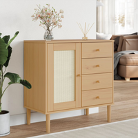 vidaXL Sideboard SENJA Rattan Look Brown 80x40x80 cm Solid Wood Pine