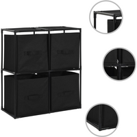 vidaXL Storage Cabinet with 4 Fabric Baskets Black 63x30x71 cm Steel