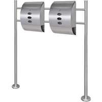 Double Mailbox on Stand Stainless Steel