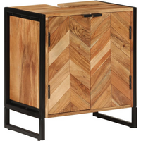 vidaXL Bathroom Cabinet 55x35x60 cm Solid Wood Acacia and Iron