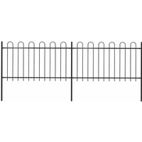 vidaXL Garden Fence with Hoop Top Steel 359x100 cm Black