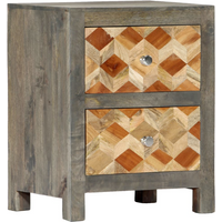 vidaXL Bedside Cabinet Grey 40x30x50 cm Solid Mango Wood