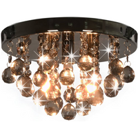 vidaXL Ceiling Lamp with Smoky Beads Black Round G9