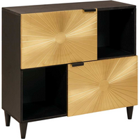 vidaXL Side Cabinet Black and Gold 80 x 33.5 x 75 cm Solid mango wood