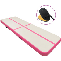vidaXL Inflatable Gymnastics Mat with Pump 600x100x15 cm PVC Pink