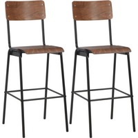vidaXL Bar Chairs 2 pcs Brown Solid Plywood Steel