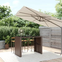 vidaXL Bar Table with Glass Top Brown 145x80x110 cm Poly Rattan