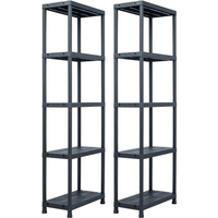 vidaXL Storage Shelf Racks 2 pcs Black 125 kg 60x30x180 cm Plastic