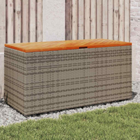 vidaXL Garden Storage Box Grey 110x50x54 cm Poly Rattan Acacia Wood