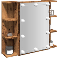 vidaXL Mirror Cabinet with LED Old Wood 70x16.5x60 cm