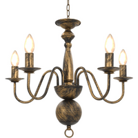 vidaXL Chandelier Antique Black 5 x E14 Bulbs