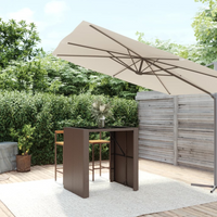 vidaXL Bar Table with Glass Top Brown 105x80x110 cm Poly Rattan