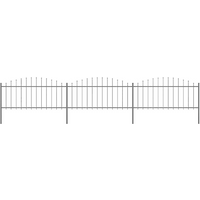 vidaXL Garden Fence with Spear Top Steel 537x75 cm Black