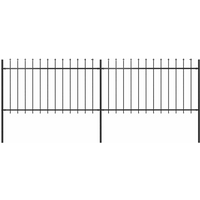 vidaXL Garden Fence with Spear Top Steel 359x100 cm Black