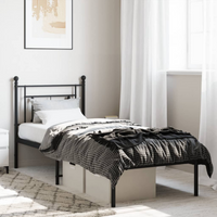 vidaXL Metal Bed Frame without Mattress with Headboard Black 75x190cm