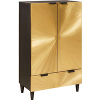 vidaXL Side Cabinet Black and Gold 60 x 33.5 x 100 cm Solid mango wood
