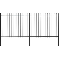 vidaXL Garden Fence with Spear Top Steel 359x150 cm Black