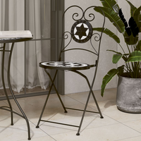 vidaXL Bistro Chairs Foldable 2 pcs Black and White Ceramic